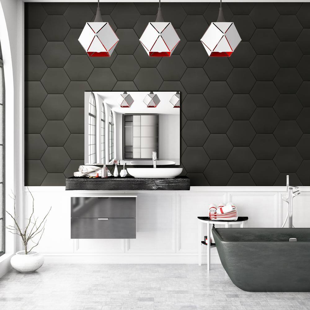 MSI Glassel Nero Hexagon 9 in. x 10 in. Matte Porcelain Stone Look Floor and Wall Tile (6.89 sq. ft.Case) NHDGLNE9X10.5HX