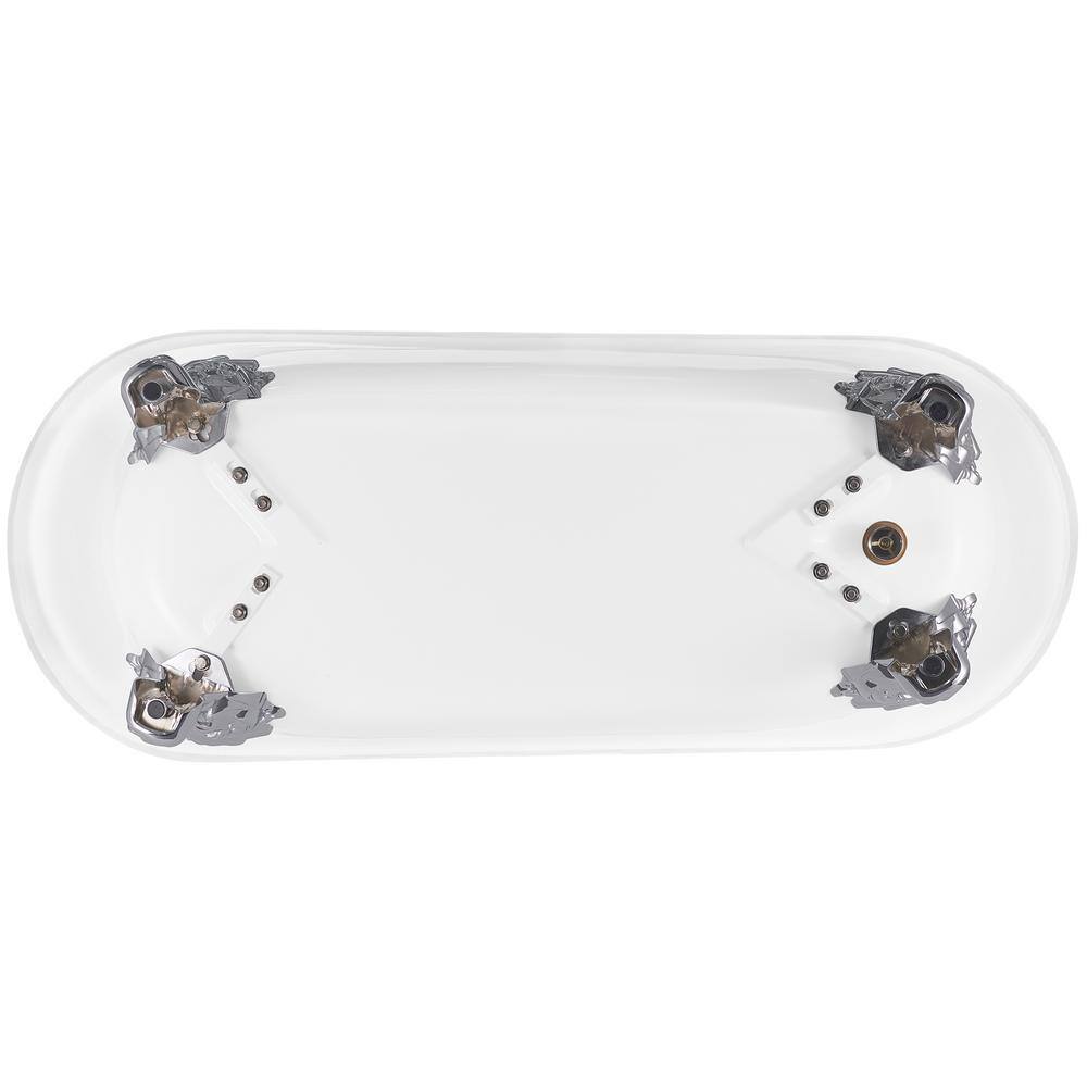 AKDY Clawfoot Bathtub - 69 in. Glossy White Acrylic Bathtub - Modern Flat Bottom Stand Alone Tub - Luxurious SPA Tub BT0216