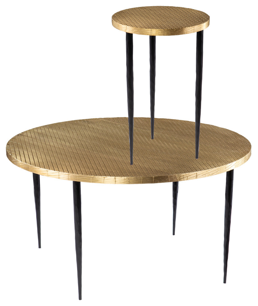 Paignton Round Cocktail Table w/ Embossed Top   Contemporary   Coffee Tables   by SEI  Houzz