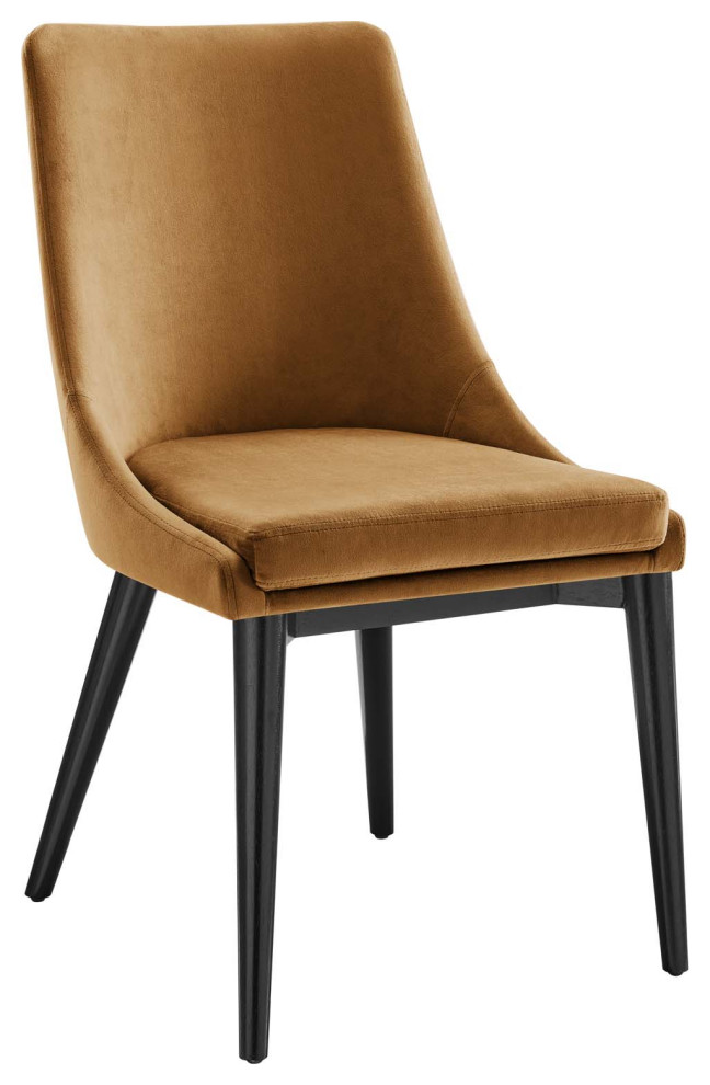 Viscount Performance Velvet Dining Chair  Cognac   Midcentury   Dining Chairs   by Dot  ampBo  Houzz