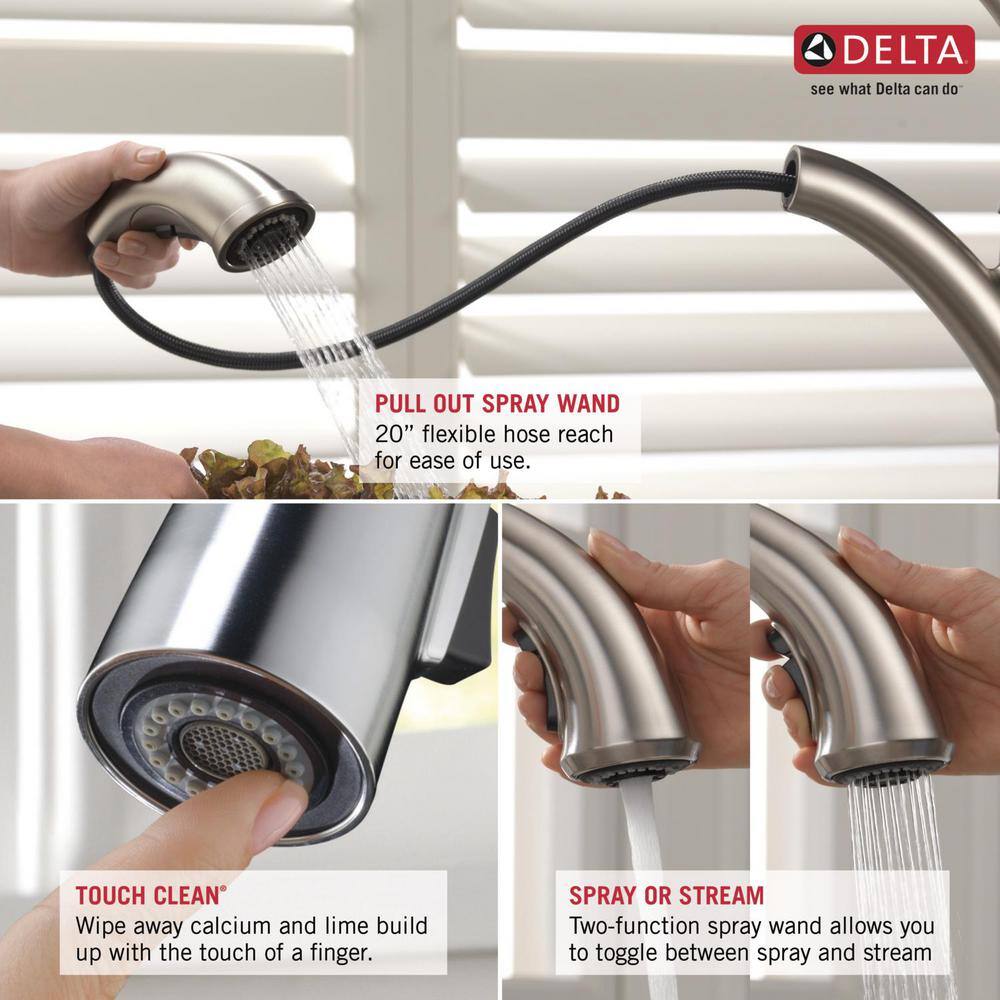 Delta Cassidy Single-Handle Pull-Out Sprayer Kitchen Faucet In Champagne Bronze 4197-CZ-DST