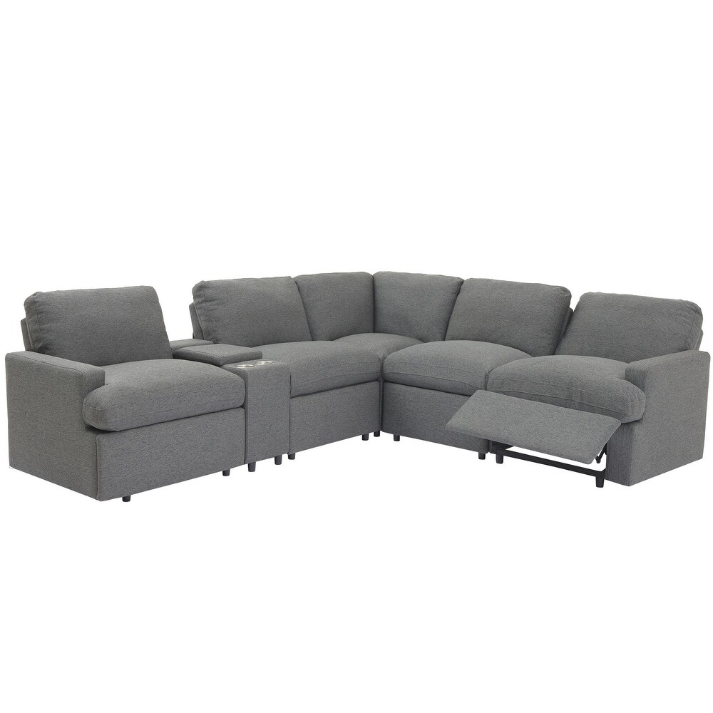 104'' Power Recliner Corner Couch w/ USB Ports and Power Socket  L shape Sectional Sofa Set w/ Storage Box   Cupholders