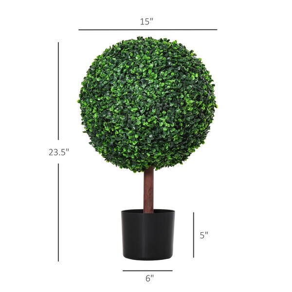 23.5 Artificial Boxwood Topiary Ball Tree，Fake Decorative Plant，Nursery Pot Included