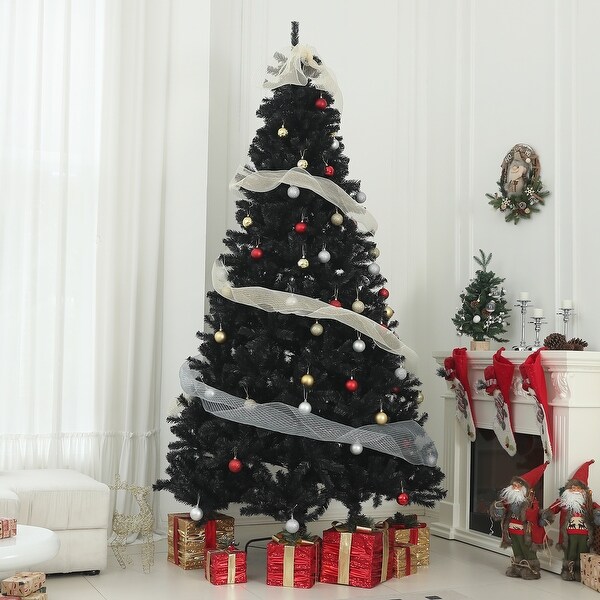 Artsy 9ft Tall Artificial Xmas Tree with 2132 Branch Tips，Auto Open，Steel Base，Holiday Décor for Home Office，Black