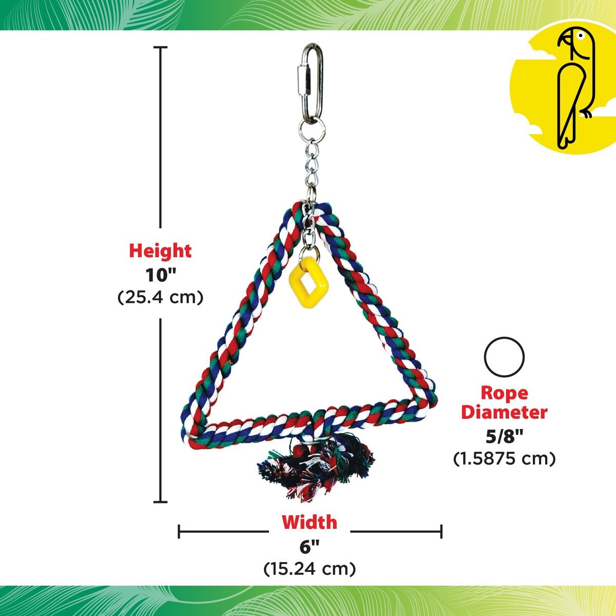 Caitec Featherland Paradise Triangle Cotton Swing Bird Toy