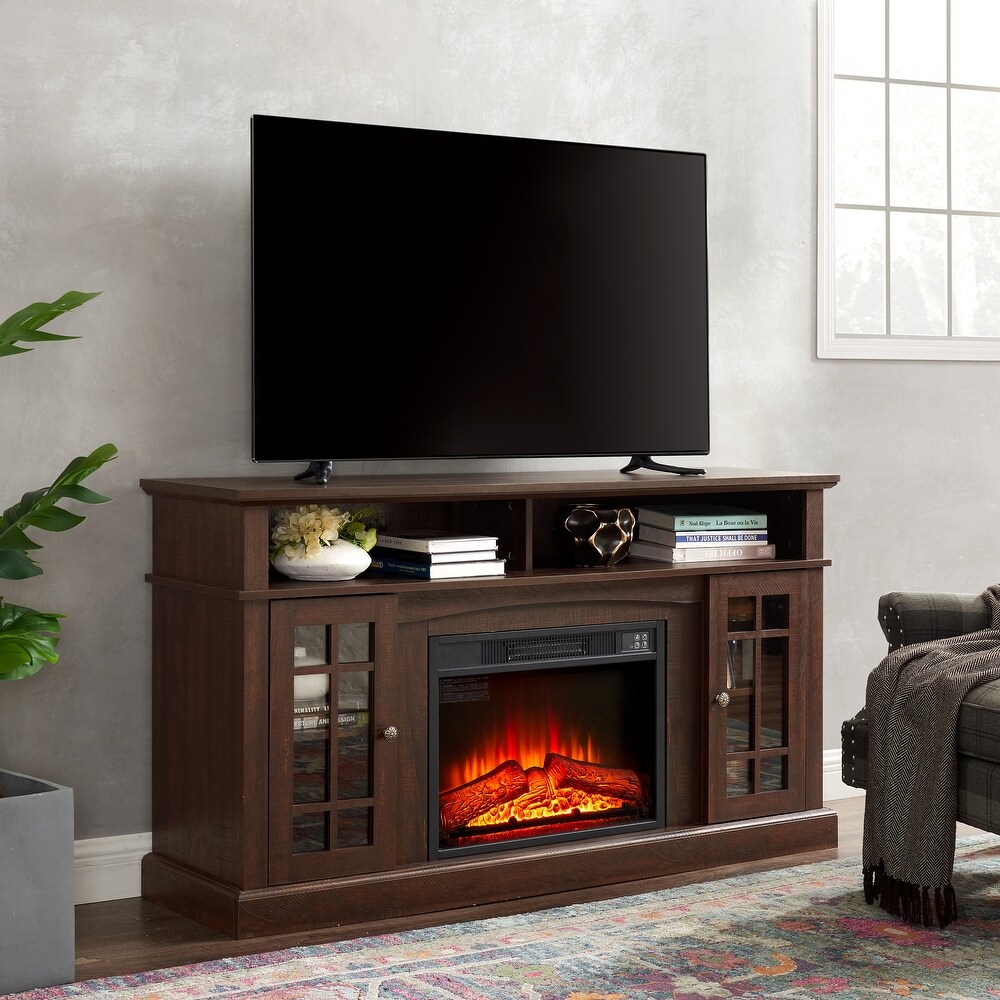 Rustic Fireplace TV Console with 23\