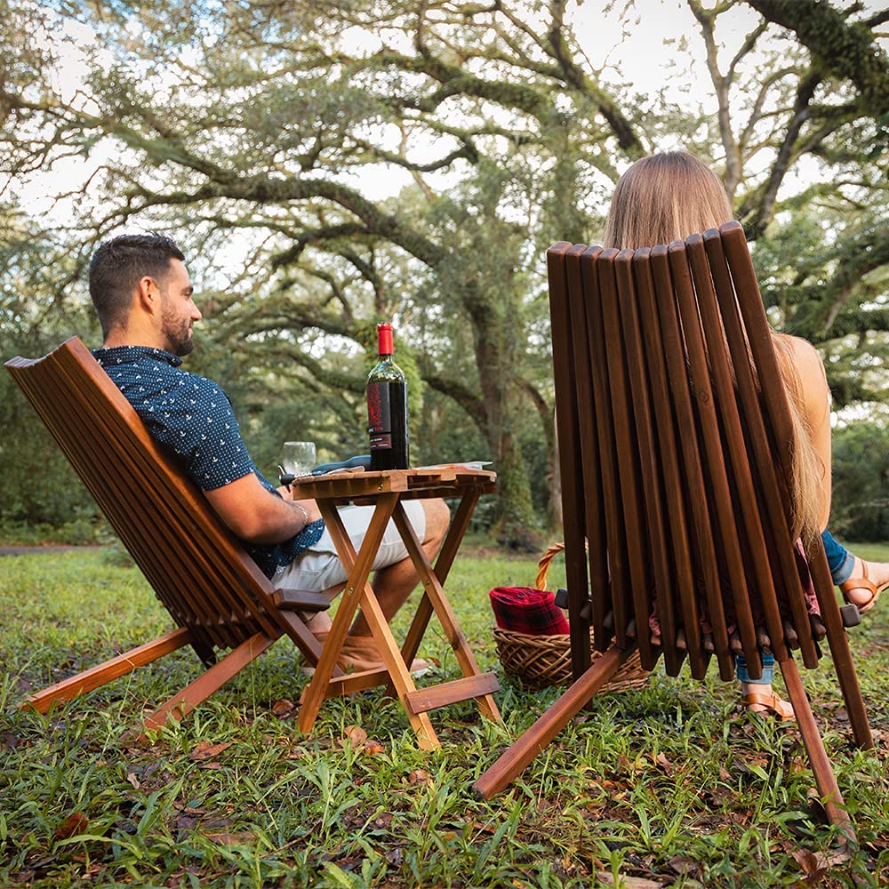 Melino Wooden Folding Chair for Outdoor， Low Profile Acacia Wood Lounge Chair with FSC Certified Acacia Wood