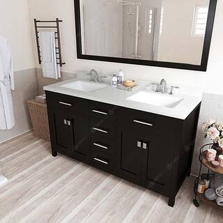 Virtu USA Caroline 60 in. W Bath Vanity in Espresso with Quartz Vanity Top in White with White Basin MD2060DWSQESNM