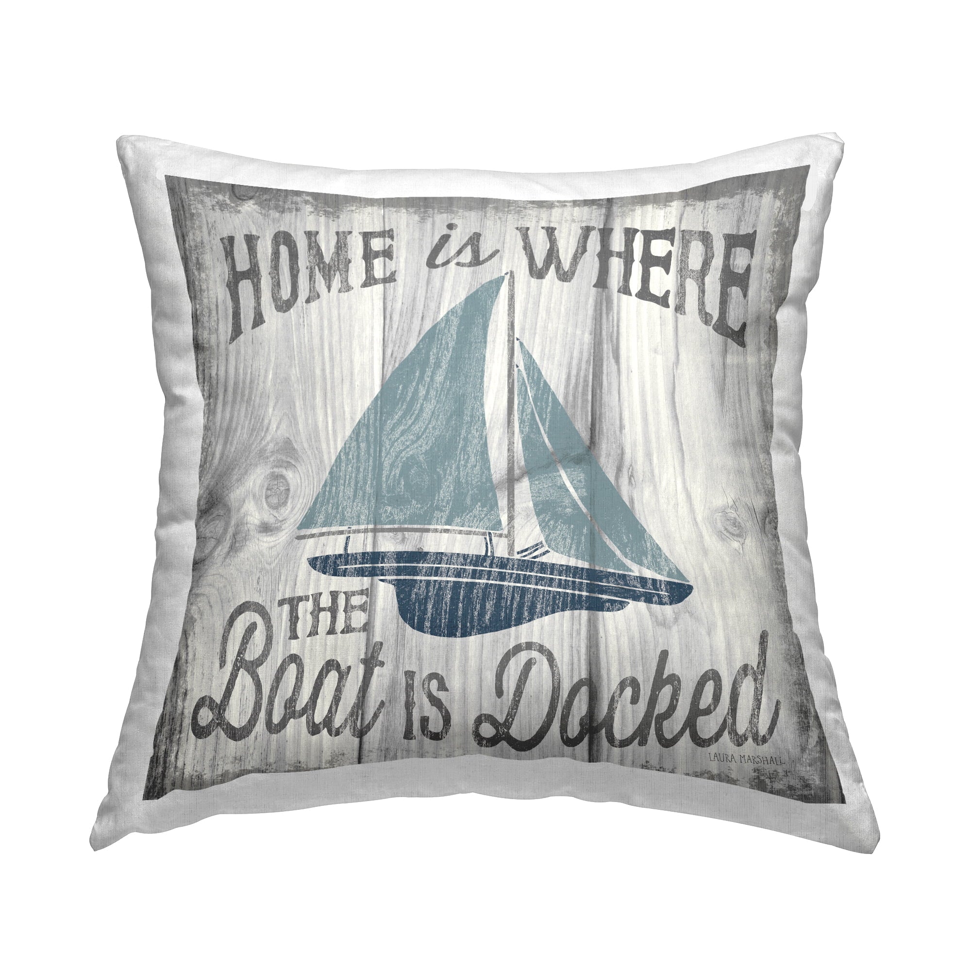 Stupell Industries Home is Where The Boat's Docked Nautical Family Coastal Grey,18 x 7 x 18 Decorative Pillows