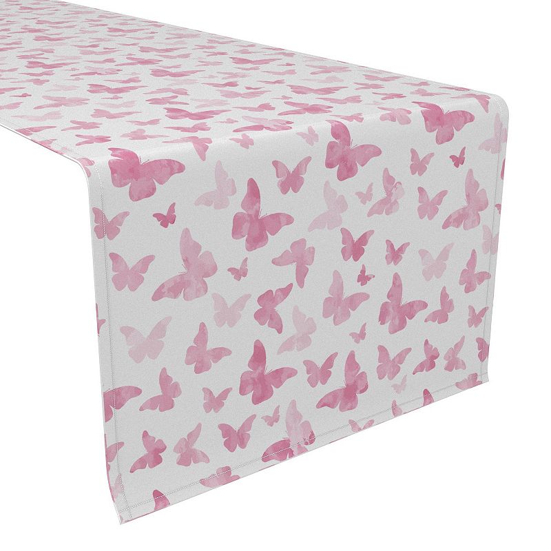 Table Runner， 100% Polyester， 12x72， Watercolor Pink Butterflies