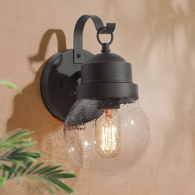 Metal glass Globe Outdoor Wall Lamp Black Lnc