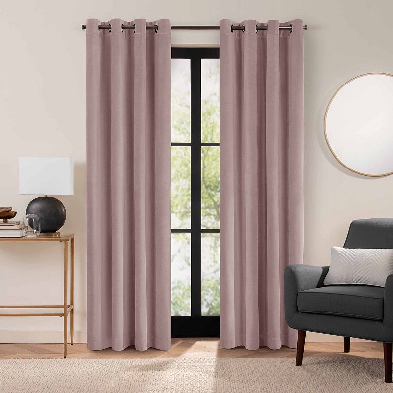 eclipse Luxury Velvet 100% Blackout Grommet Window Curtain Panel