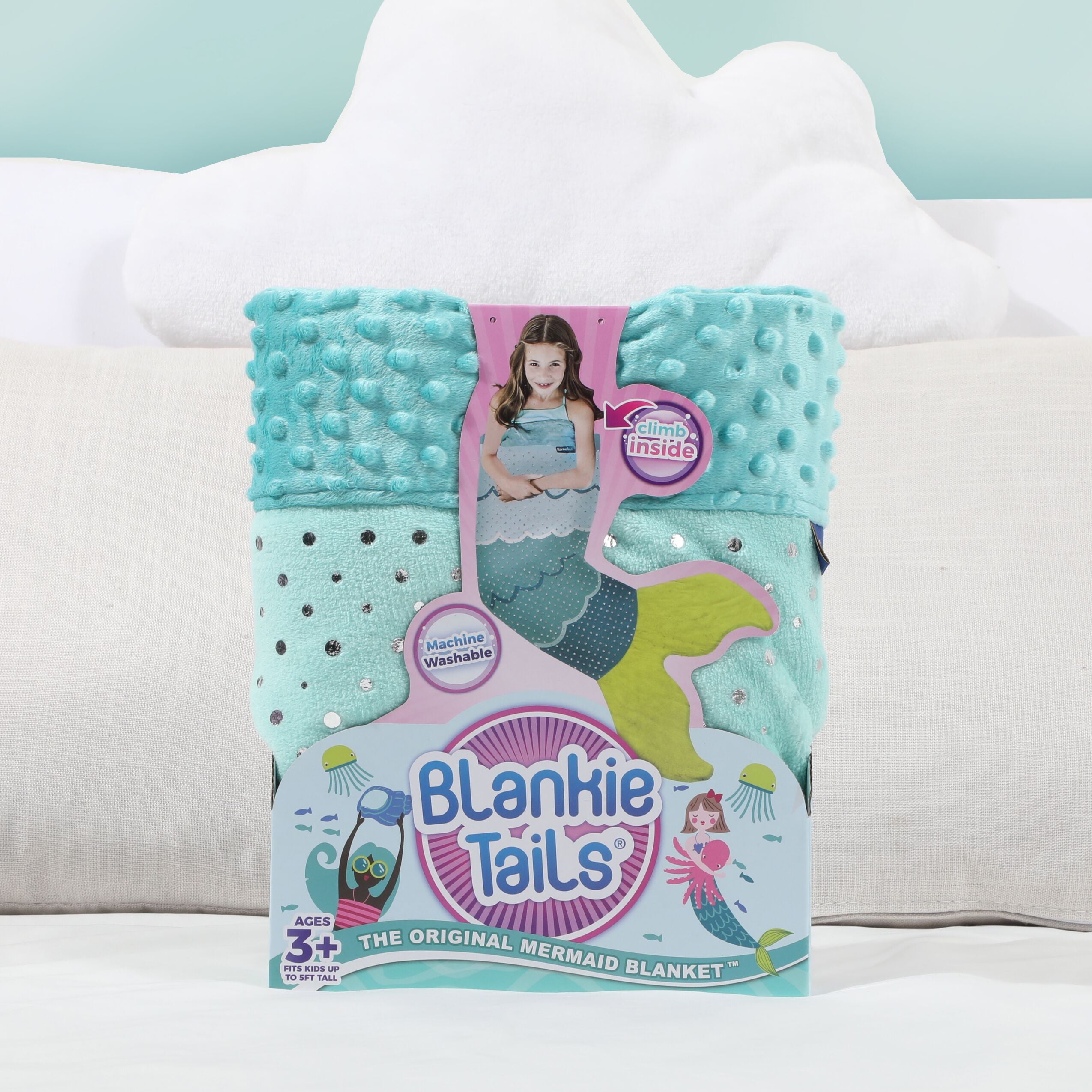 Mermaid Blankie Tail for Kids by Your Zone， Blue and Teal