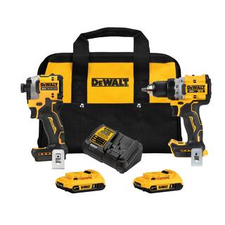 DW 20V MAX XR Cordless DrillDriver ATOMIC Impact Driver 2 Tool Combo Kit (2) 2.0Ah Batteries Charger and Bag DCK2051D2