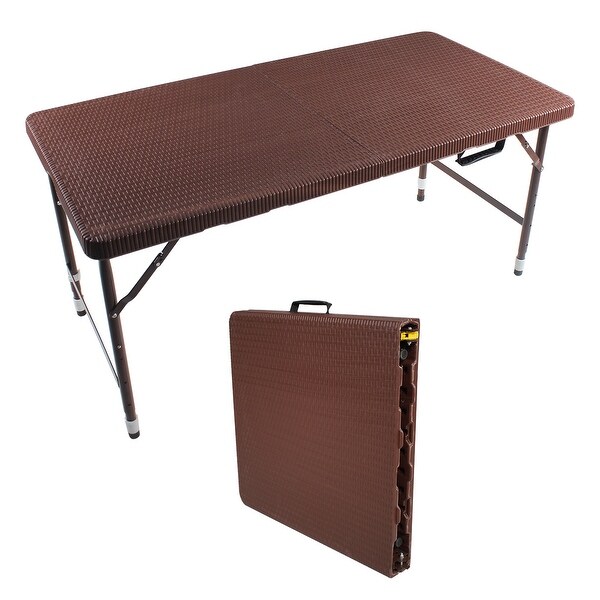 4ft Rattan Folding Table for Indoor and Outdoor