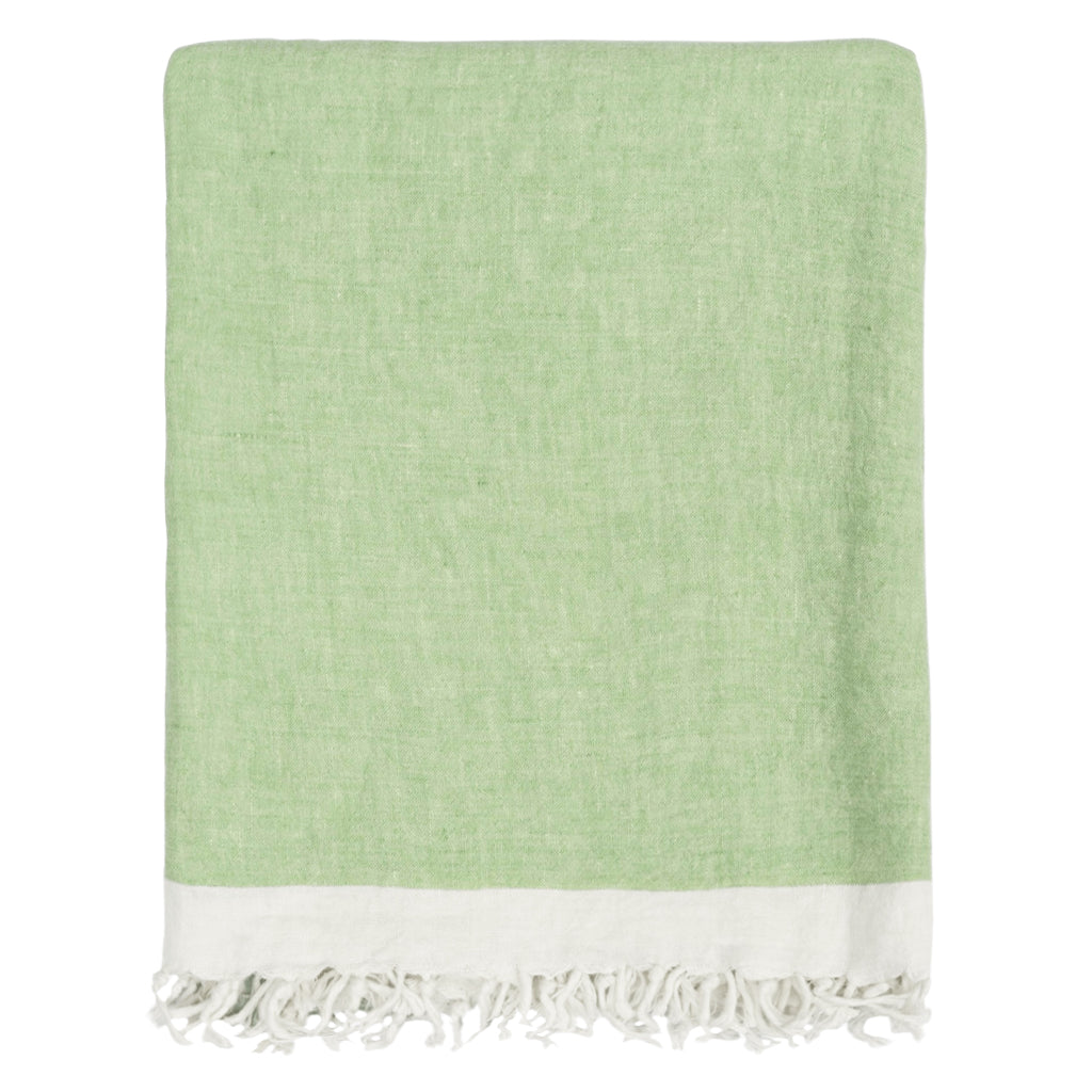 Green Solid Linen Throw