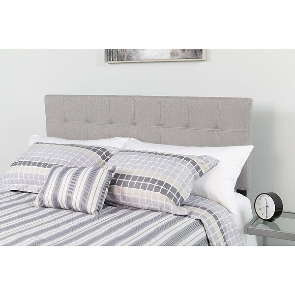 Queen size Modern Light Grey Fabric Upholstered Panel Headboard - - 29819037