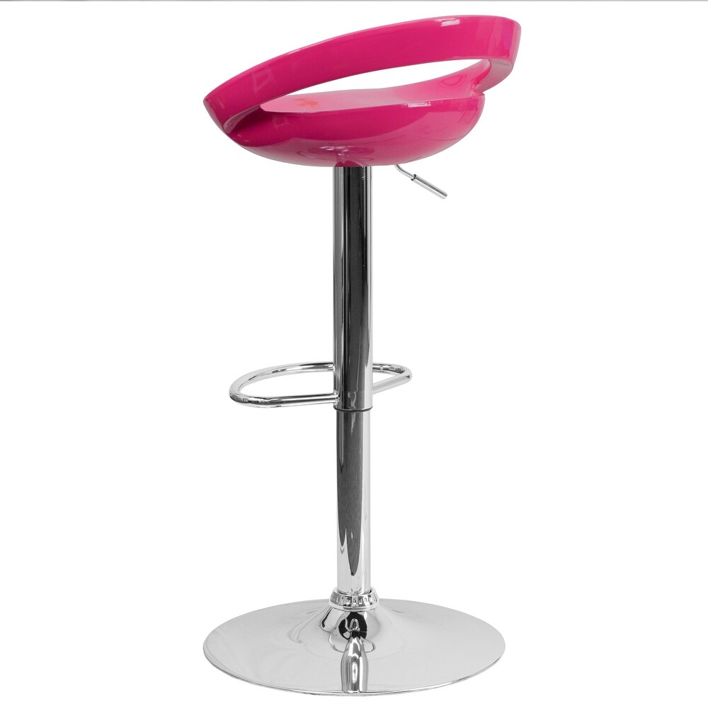 Plastic Rounded Cutout Back Adjustable Height Bar Stool   18.25\