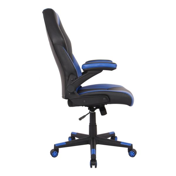 RS Gaming RGX Faux Leather High-Back Gaming Chair， Black/Blue， BIFMA Certified