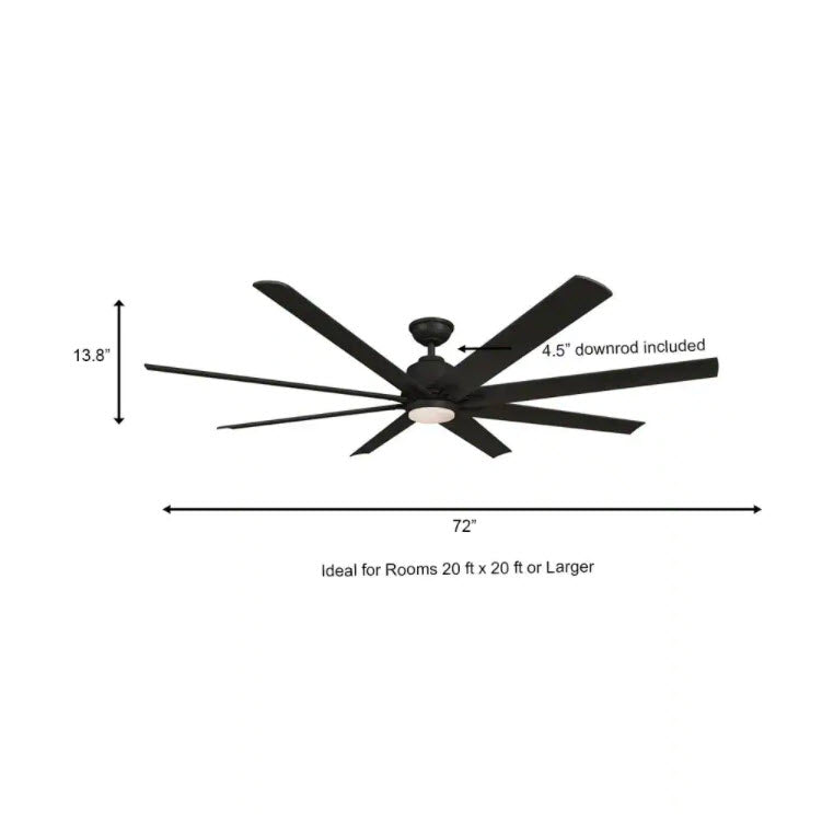 Home Decorators Collection 72 in Kensgrove LED Lighted Ceiling Fan Matte Black