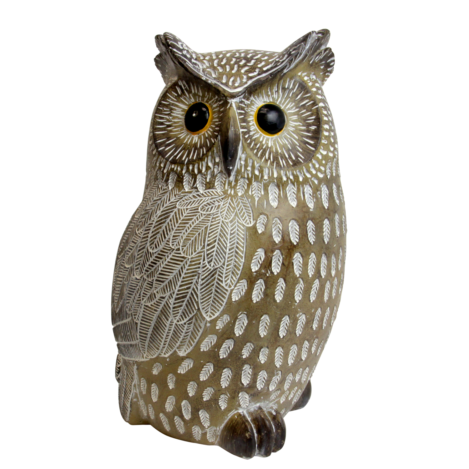 Exhart Resin Multi-color 10.3 in. Carved Owl Garden Statue