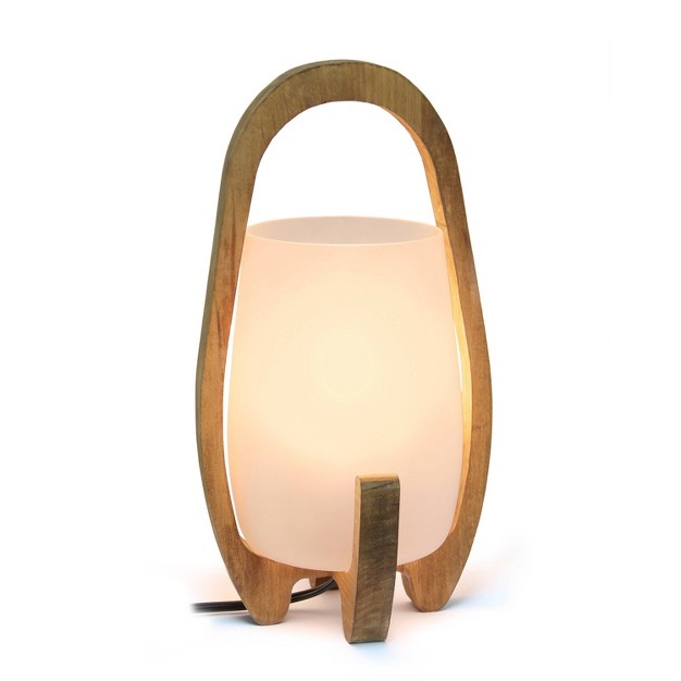 Organic Contemporary Natural Wood Accented Table Desk Lamp With Translucent Glass Shade Lalia Home