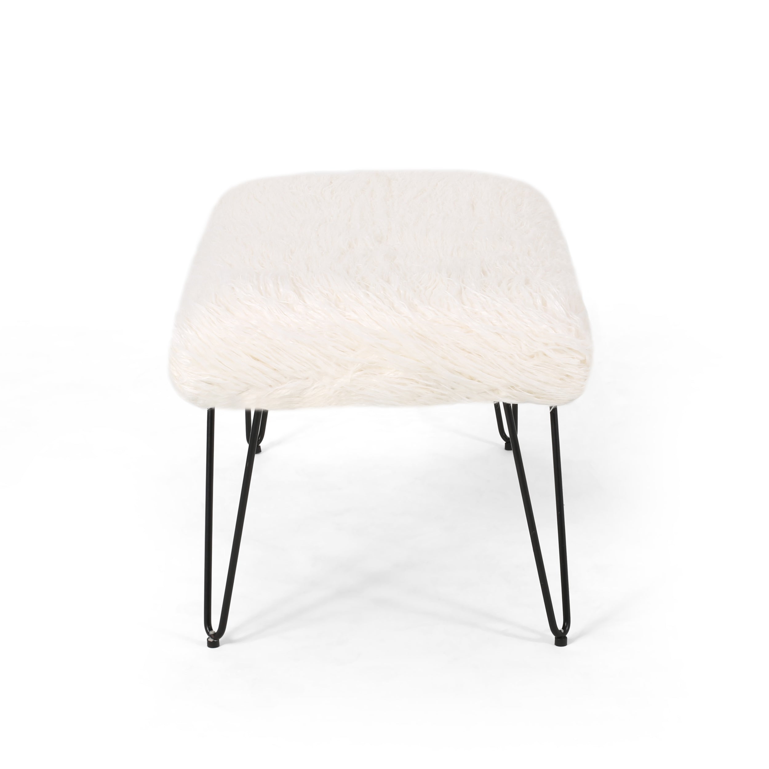 Louise Faux Fur Bench with Hairpin Legs