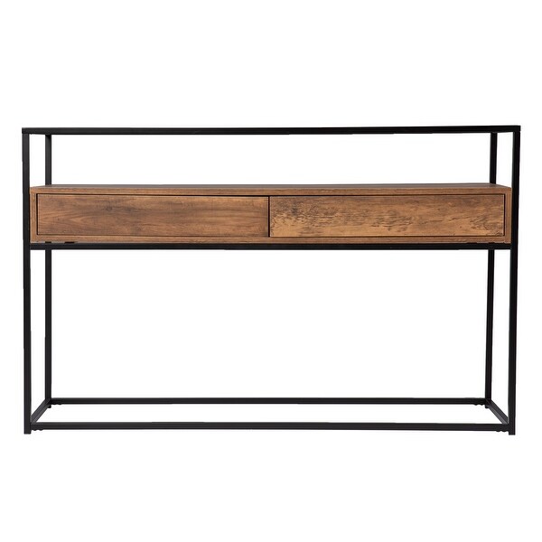 SEI Furniture Ottone Industrial Brown Wood Console Table