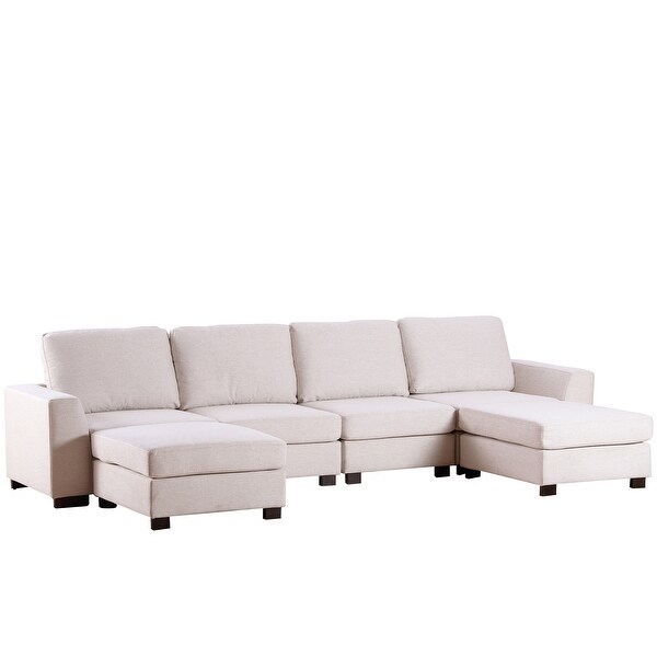 3 Pieces Sets U-shaped Sofa Chaise Sectional Sofa Convertible Modular Sofa Bed