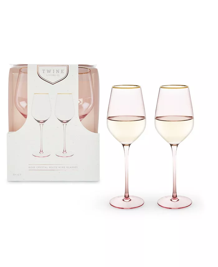 Twine Rose Crystal White Wine Glass Set of 2