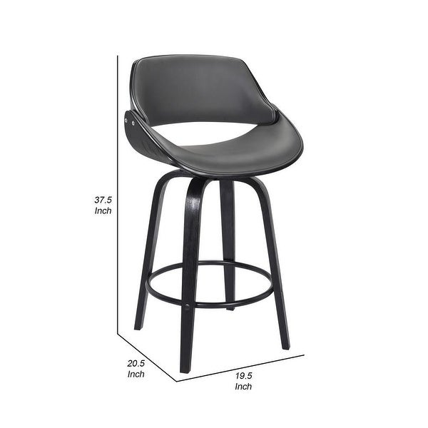 26 Inch Leatherette and Wooden Swivel Barstool - 37.5 H x 20.5 W x 19.5 L Inches