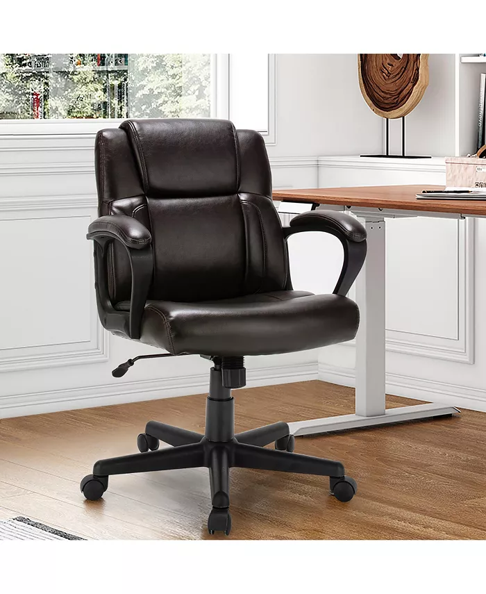 Costway Executive Leather Office Chair Adjustable Computer Desk Chair