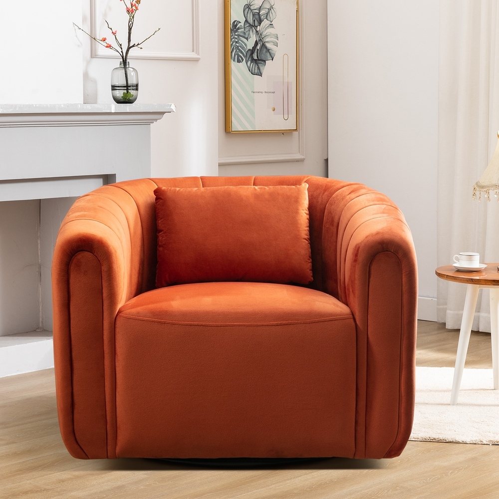 Swivel Accent Chair with Plump Pillow for Living Room and Bedroom