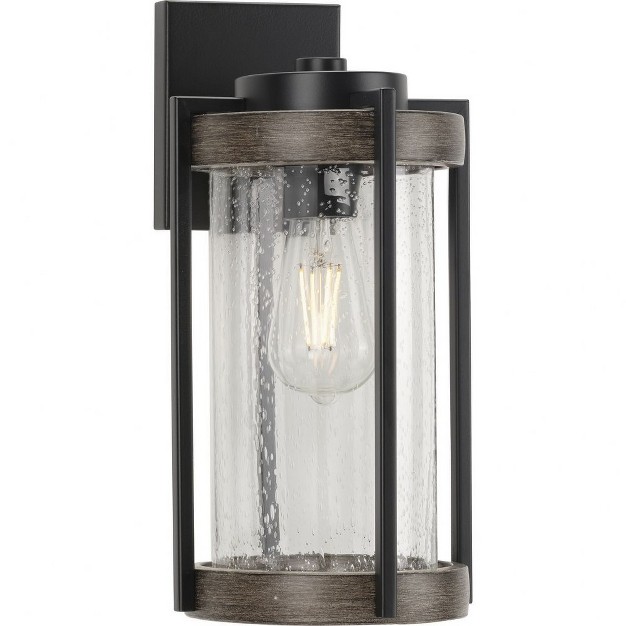 Progress Lighting Whitmire 1 light Outdoor Wall Lantern Matte Black Seeded Glass