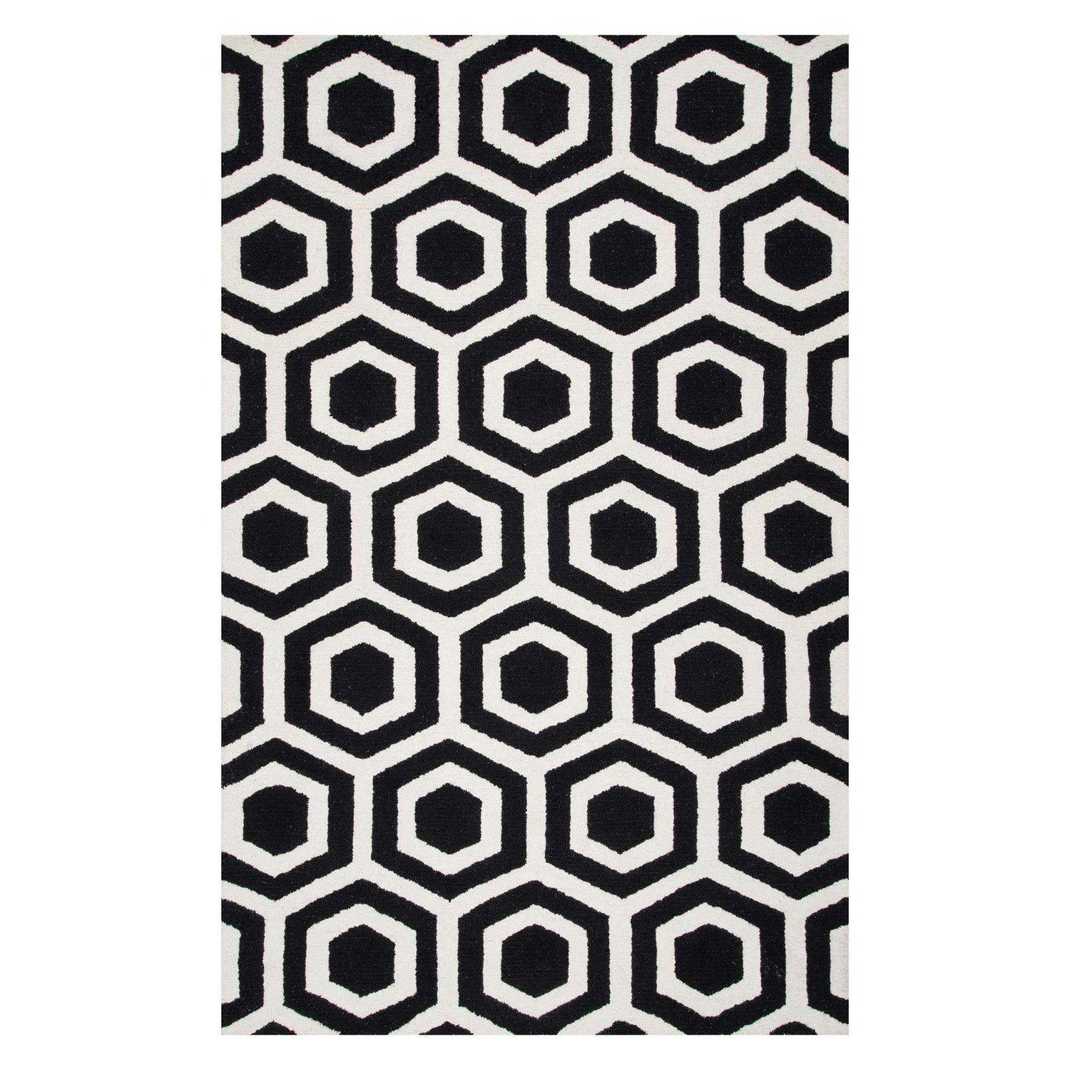 nuLOOM Mayra Hand Tufted Honeycomb Wool Area Rug， 7and#8242; 6 x 9and#8242; 6 ， Black