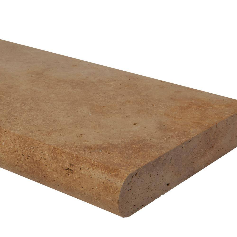 MSI 2 in. x 12 in. x 24 in. Mediterranean Walnut Brushed Travertine Pool Coping (40-Pieces80 sq. ft.Pallet) TWAL1224HUFBR