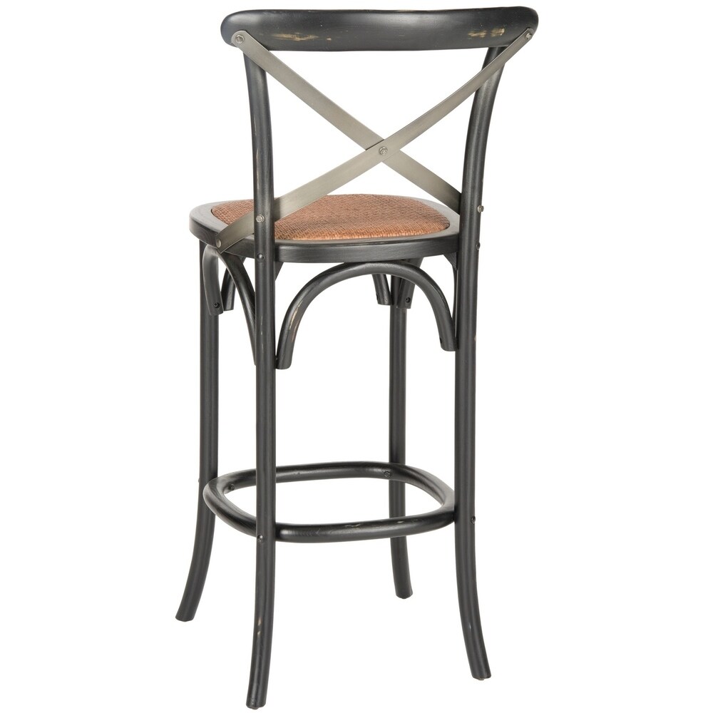 SAFAVIEH 30 inch Eleanor X Back Black Bar Stool