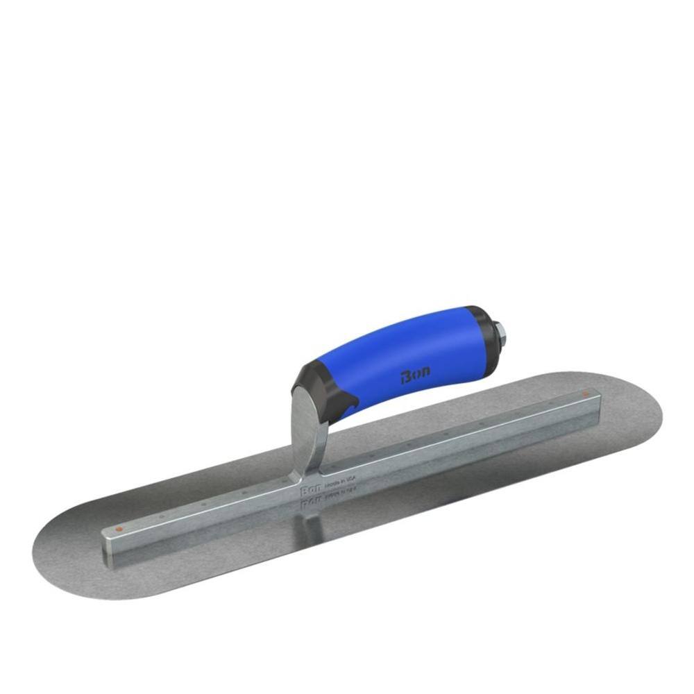 Bon Tool 10 in. x 3 in. Carbon Steel Round End Finishing Trowel with Comfort Wave Handle and Long Shank 67-190