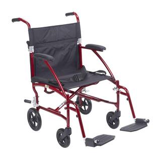 Drive Medical Fly Lite Ultra Lightweight Burgundy Transport Wheelchair DFL19-RD