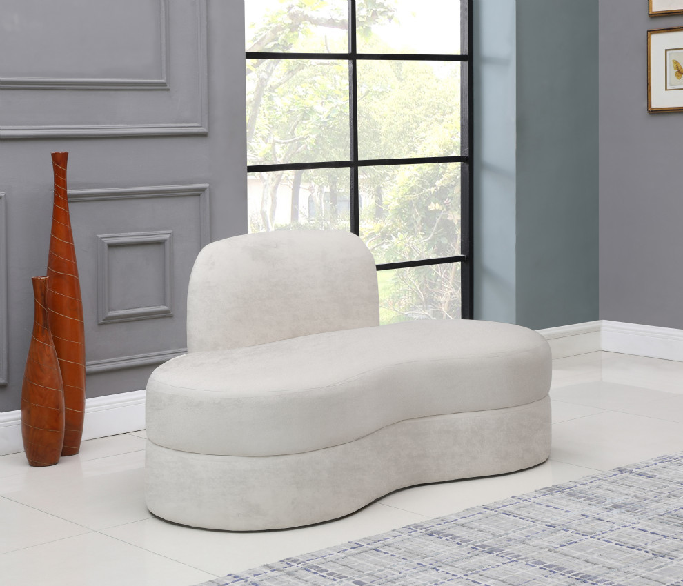 Mitzy Velvet Upholstered  Kidney Shaped Chair   Contemporary   Loveseats   by Meridian Furniture  Houzz