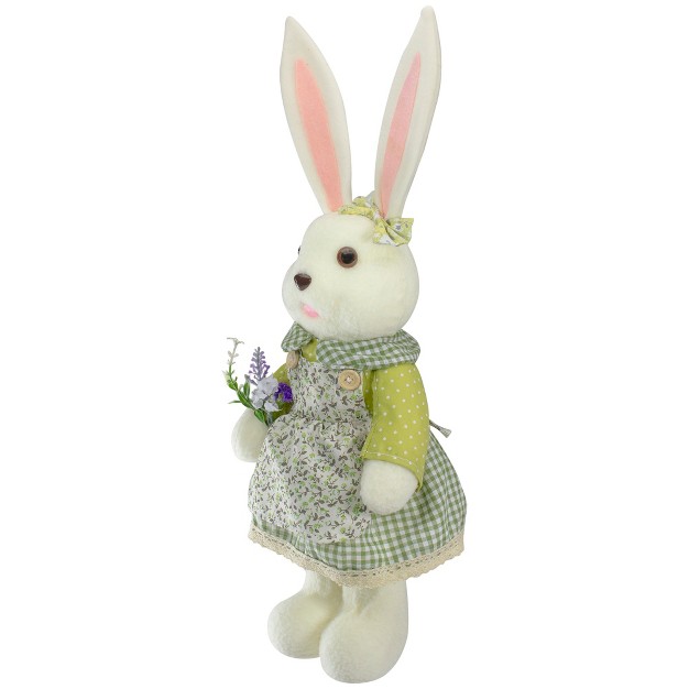 White And Green Standing Girl Rabbit Easter Figure