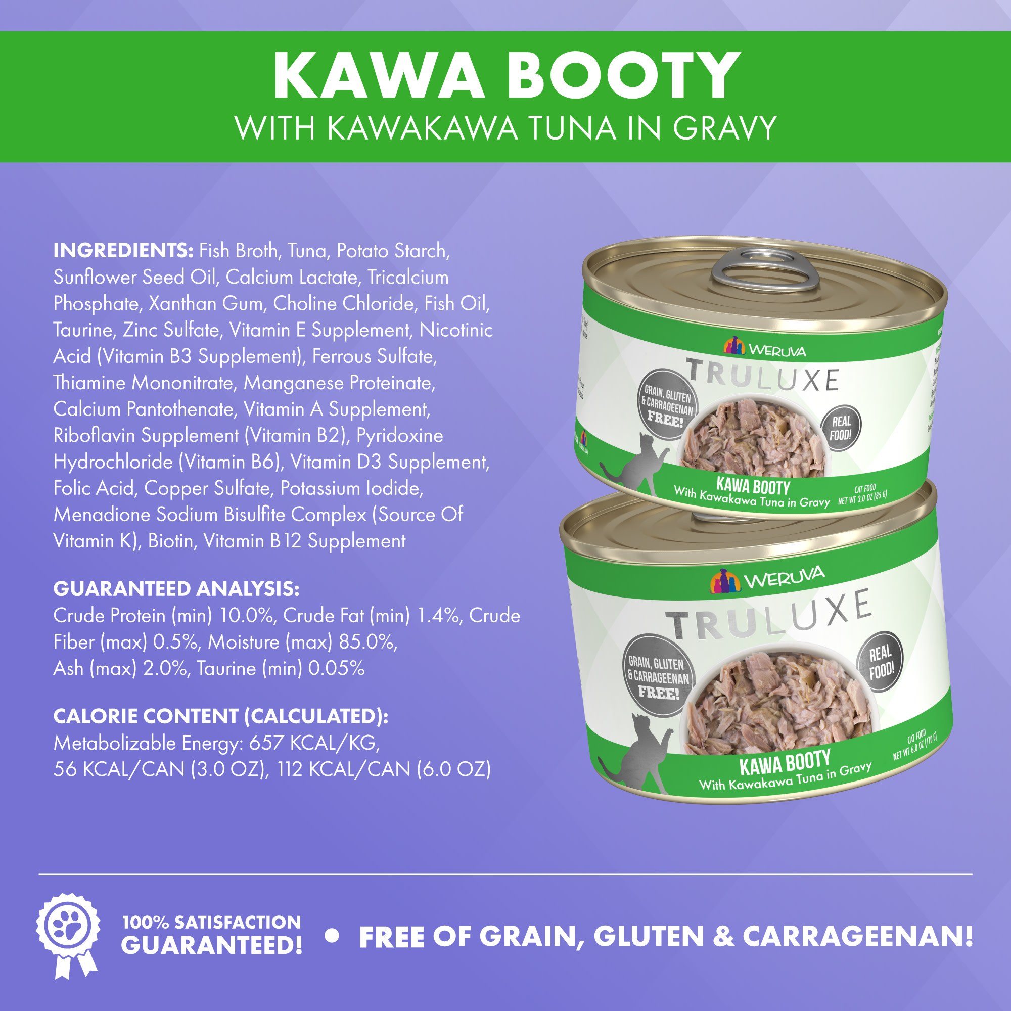 TRULUXE Kawa Booty with Kawakawa Tuna in Gravy Wet Cat Food， 6 oz.， Case of 24