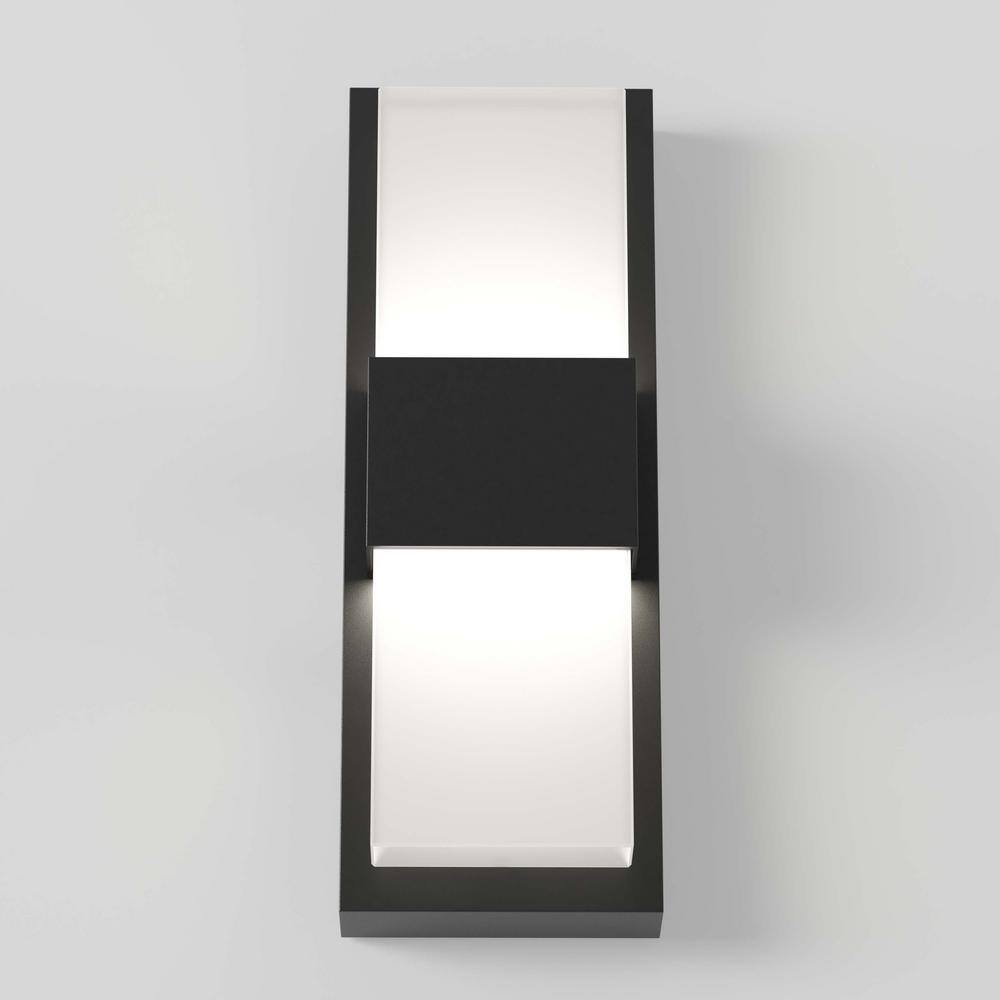 Artika Mazza Black Modern Integrated LED Outdoor Hardwired Garage and Porch Light Lantern Sconce OUT-MF-CMB