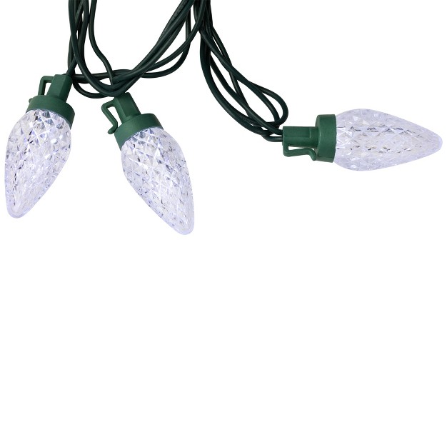 Northlight 100ct Pure White Faceted Led C9 Christmas Lights 67ft Green Wire