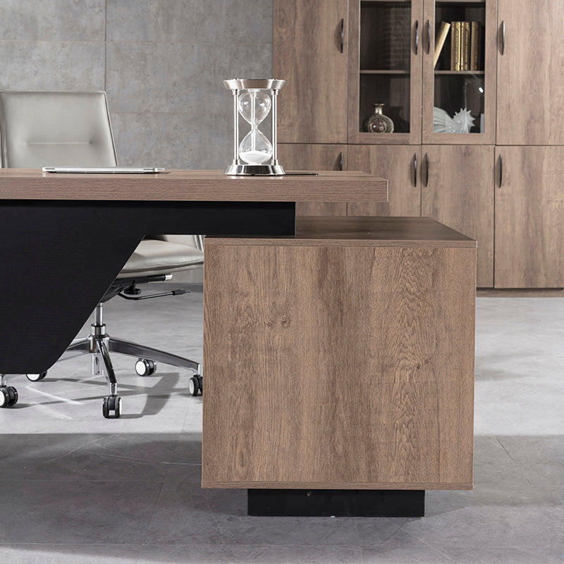 KELLEN Executive Desk with Left Return 1.6-1.8M - Warm Oak & Black