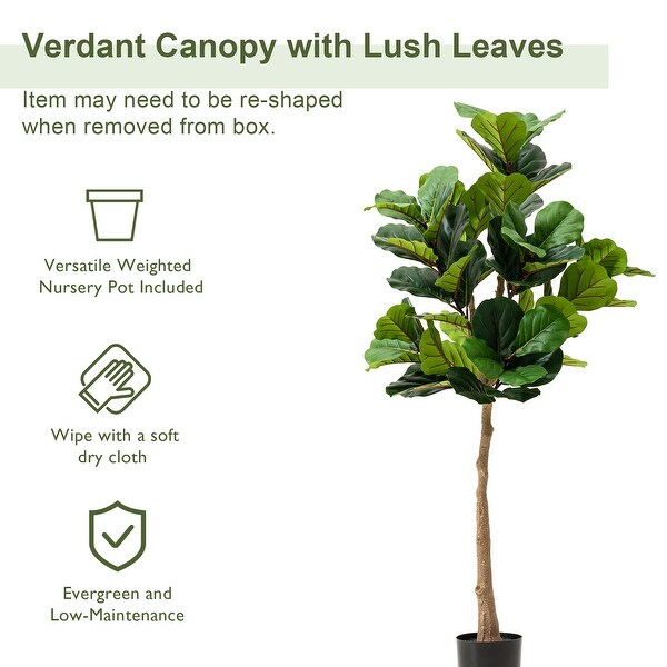 Glitzhome 5ft 61H Real Touch Fiddle Leaf Fig Artificial Tree in Pot