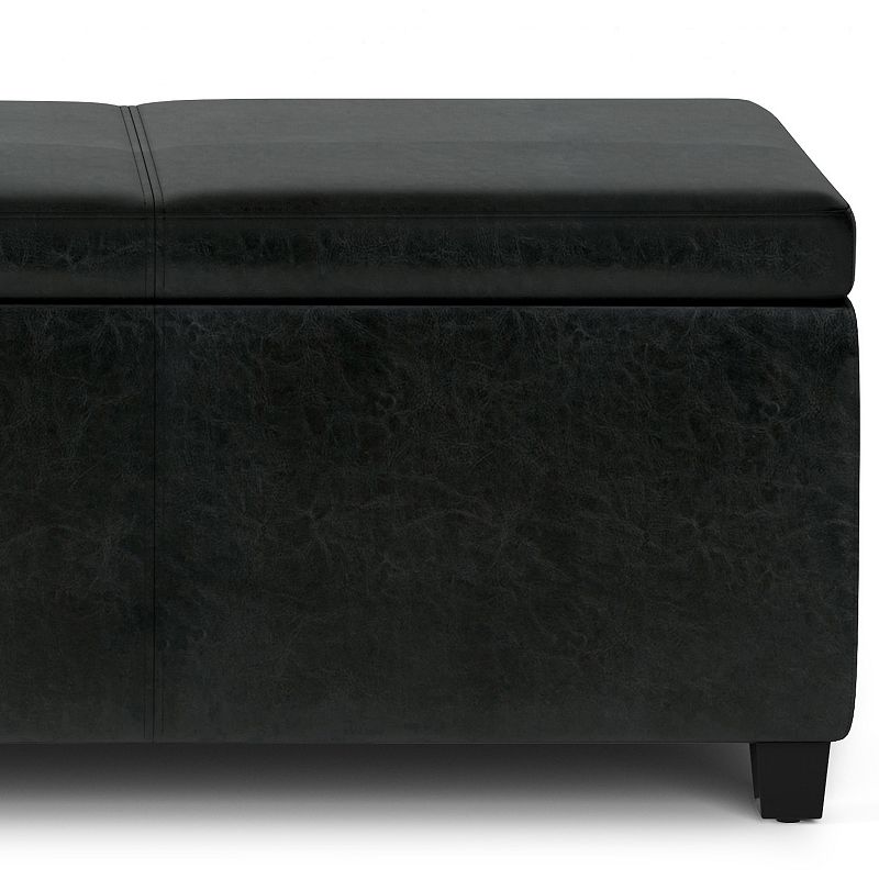 Simpli Home Avalon Extra-Large Faux-Leather Storage Ottoman Bench