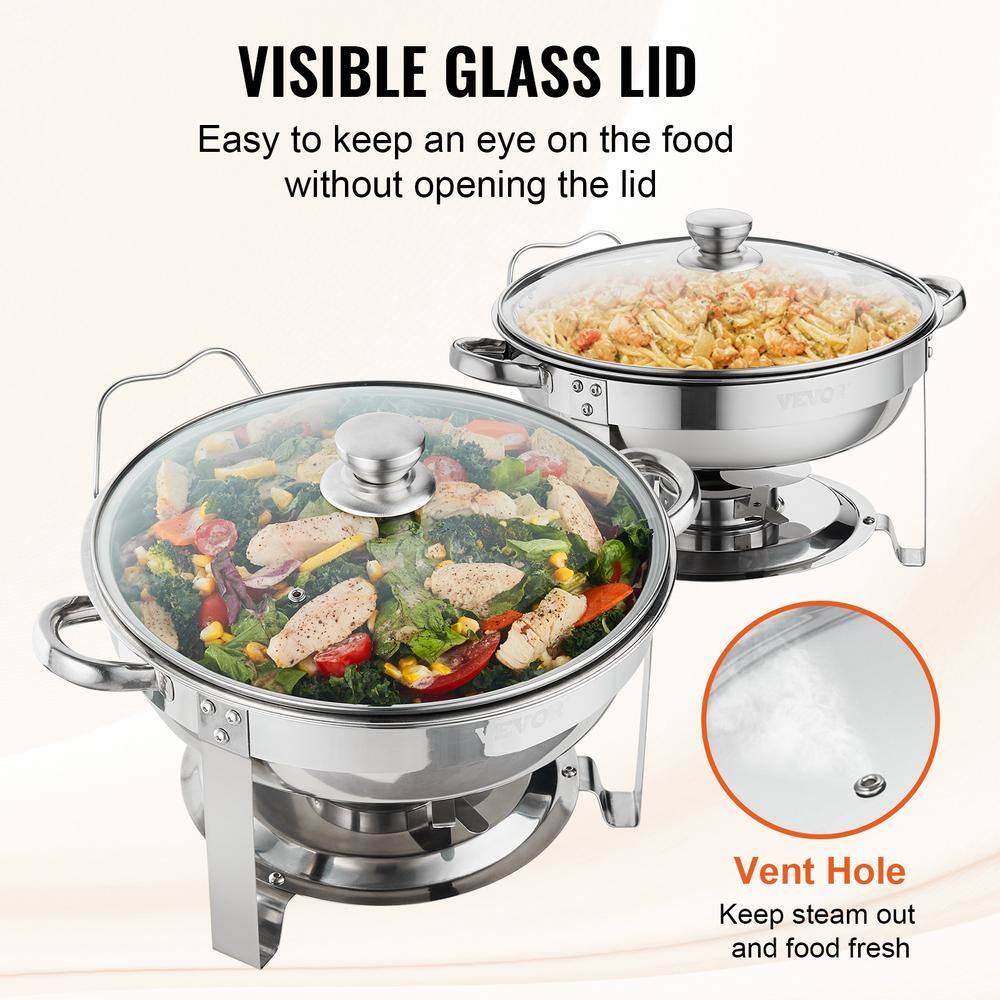 VEVOR 4 qt. Chafing Dish Buffet Set Stainless Steel Chafer with 2 Full Size Pans Round Catering Warmer Server (2-Piece) YXKCLJTYX24QTKHZ6V0