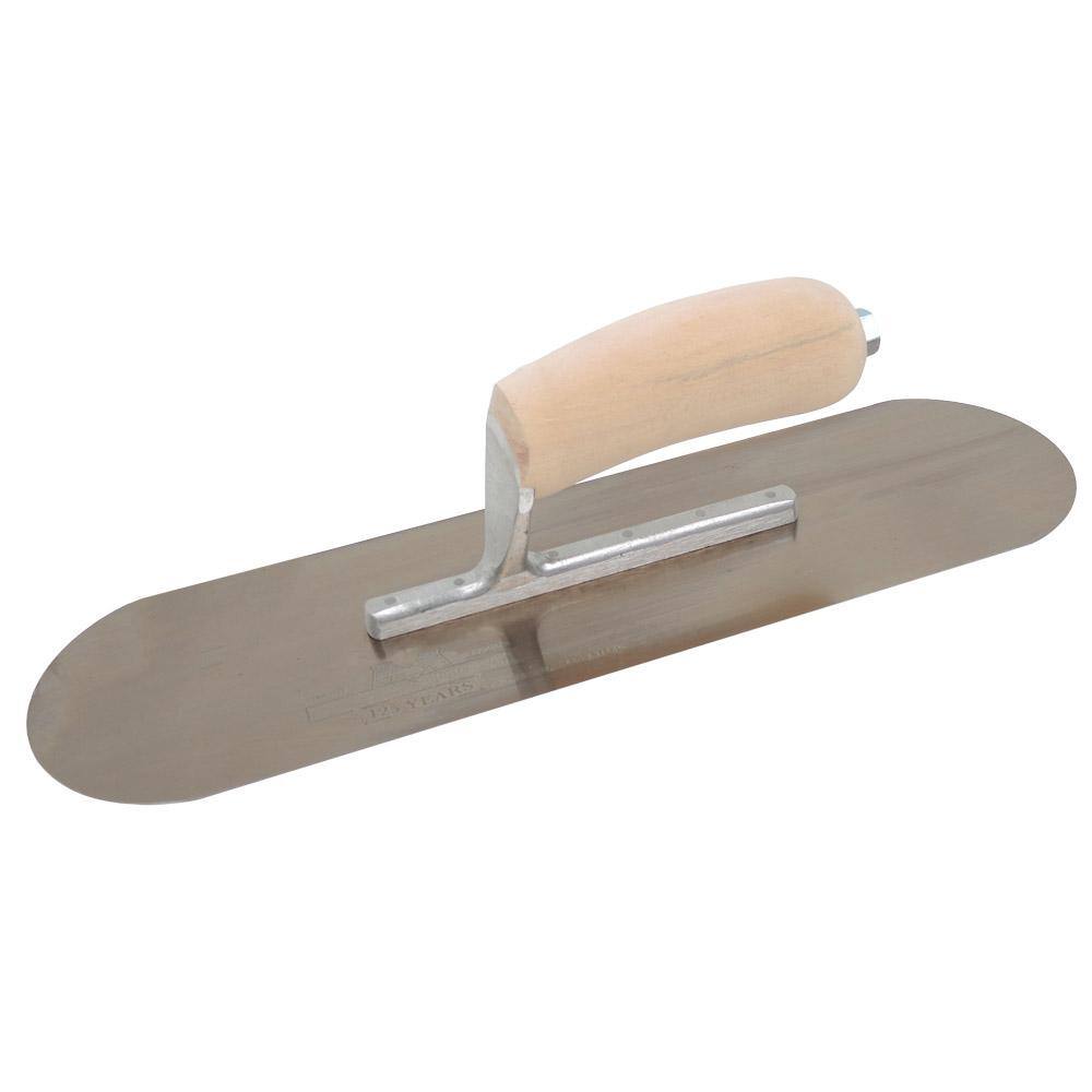 MARSHALLTOWN 14 in. x 4 in. Golden Stainless Steel Pool Trowel - Wood Handle SP14GS