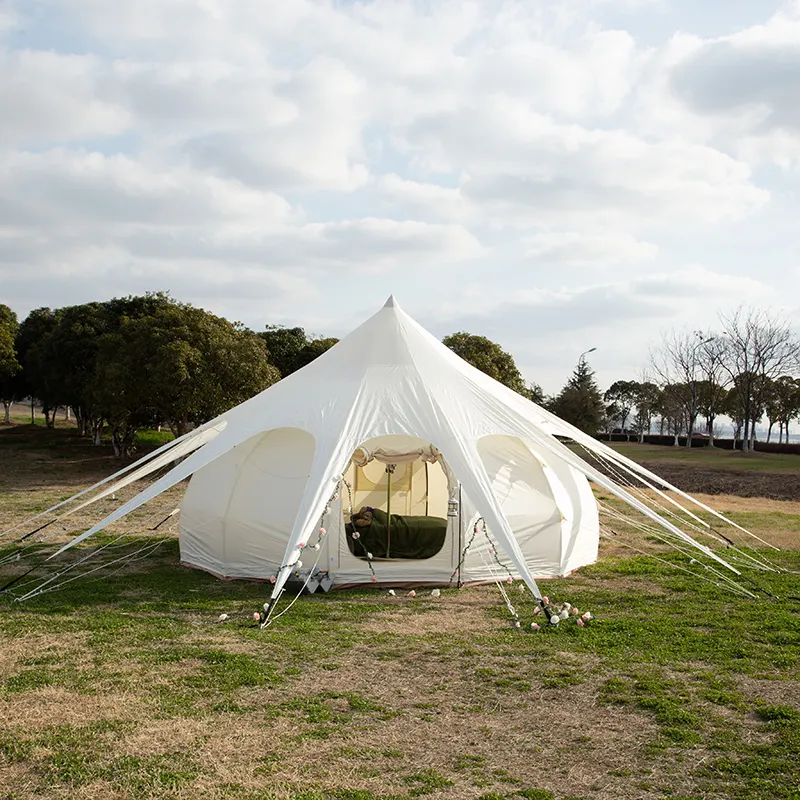 outdoor glamping star tent with cover high waterproof high quality luxury star bell tent with cover for family friend parties